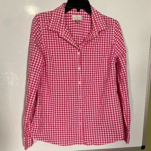 J CREW Pink/white checked blouse, size 10